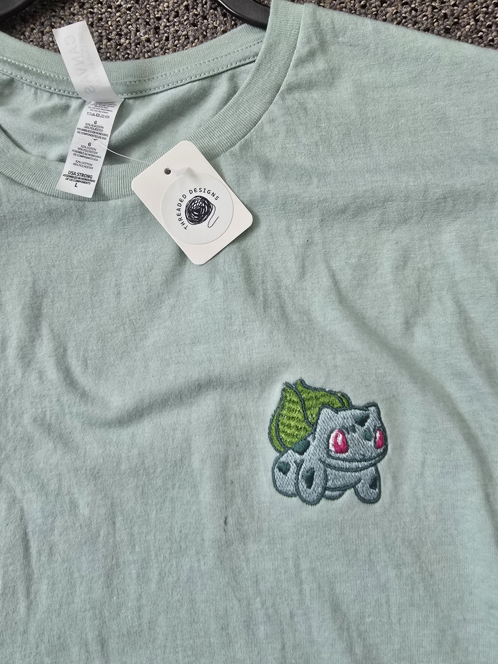 Pokemon Bulbasaur Embroidered Mint Short Sleeve Tee